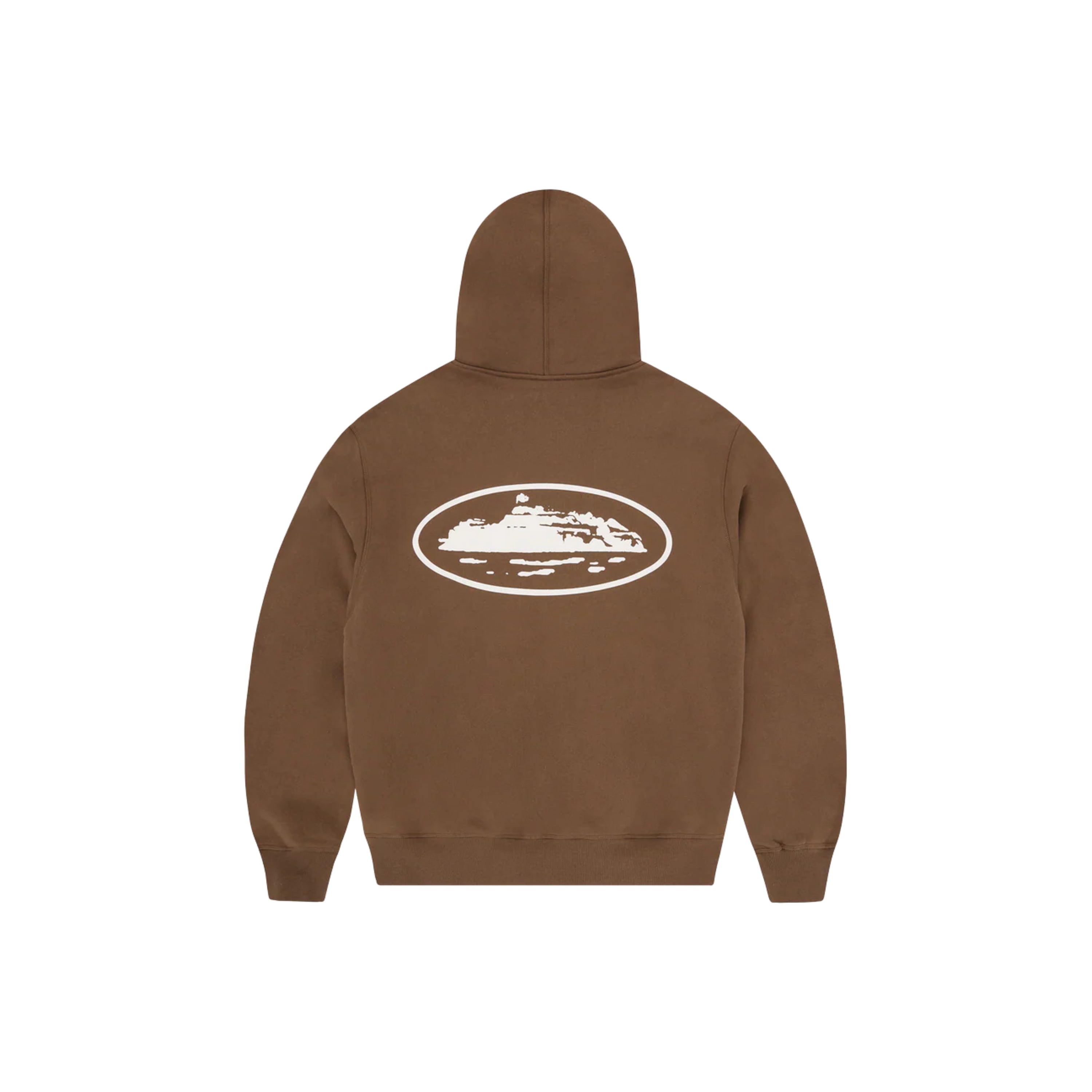 Corteiz Island Puff Print Zip Hoodie Brown