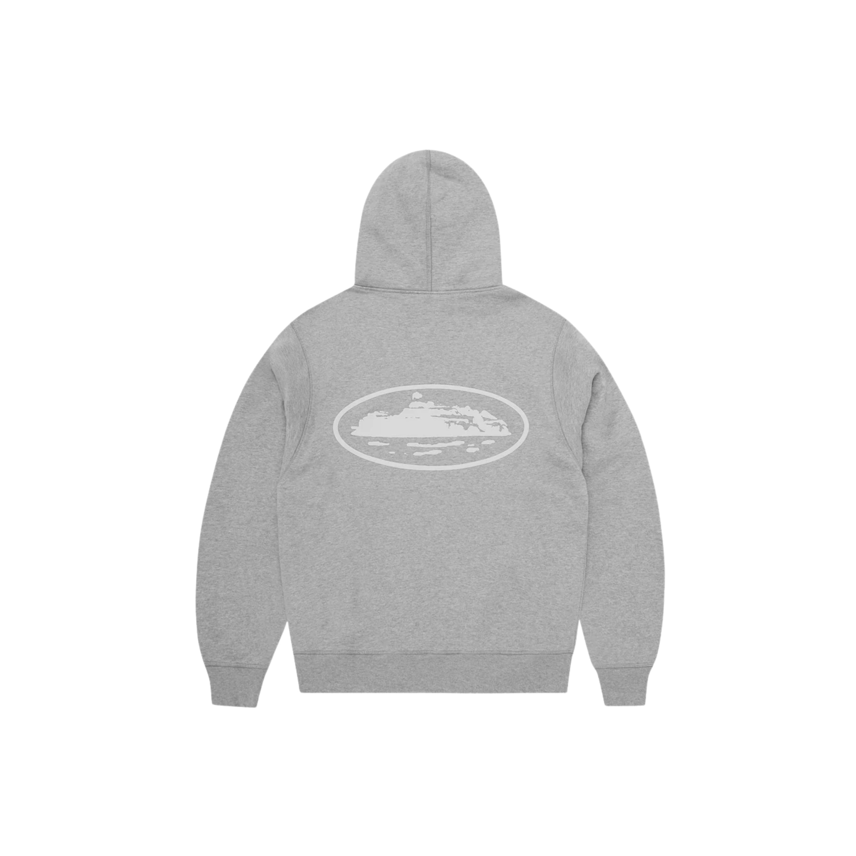 Corteiz Island Puff Print Zip Hoodie Grey