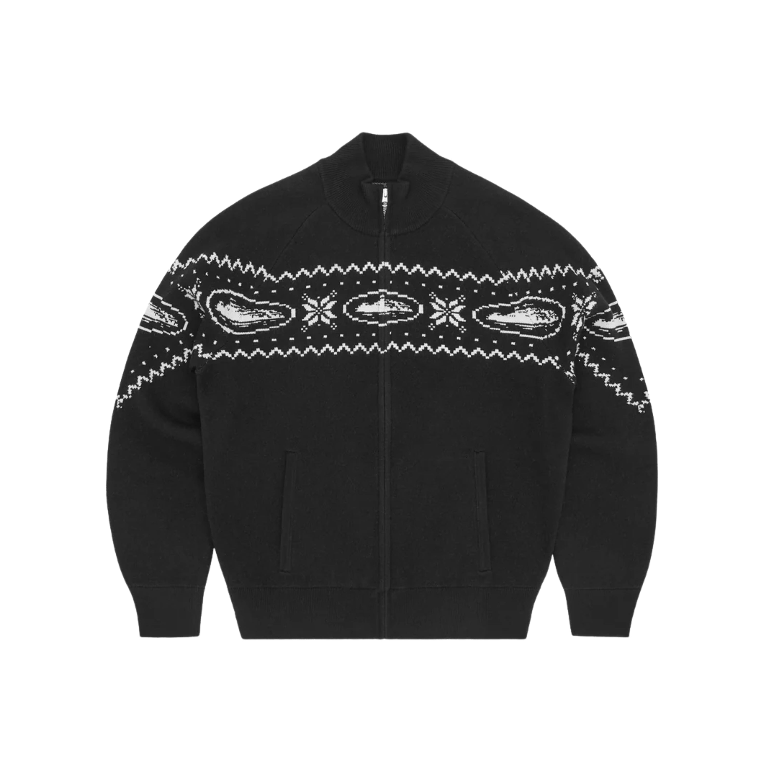 Corteiz Holiday Zip Up Knit Black