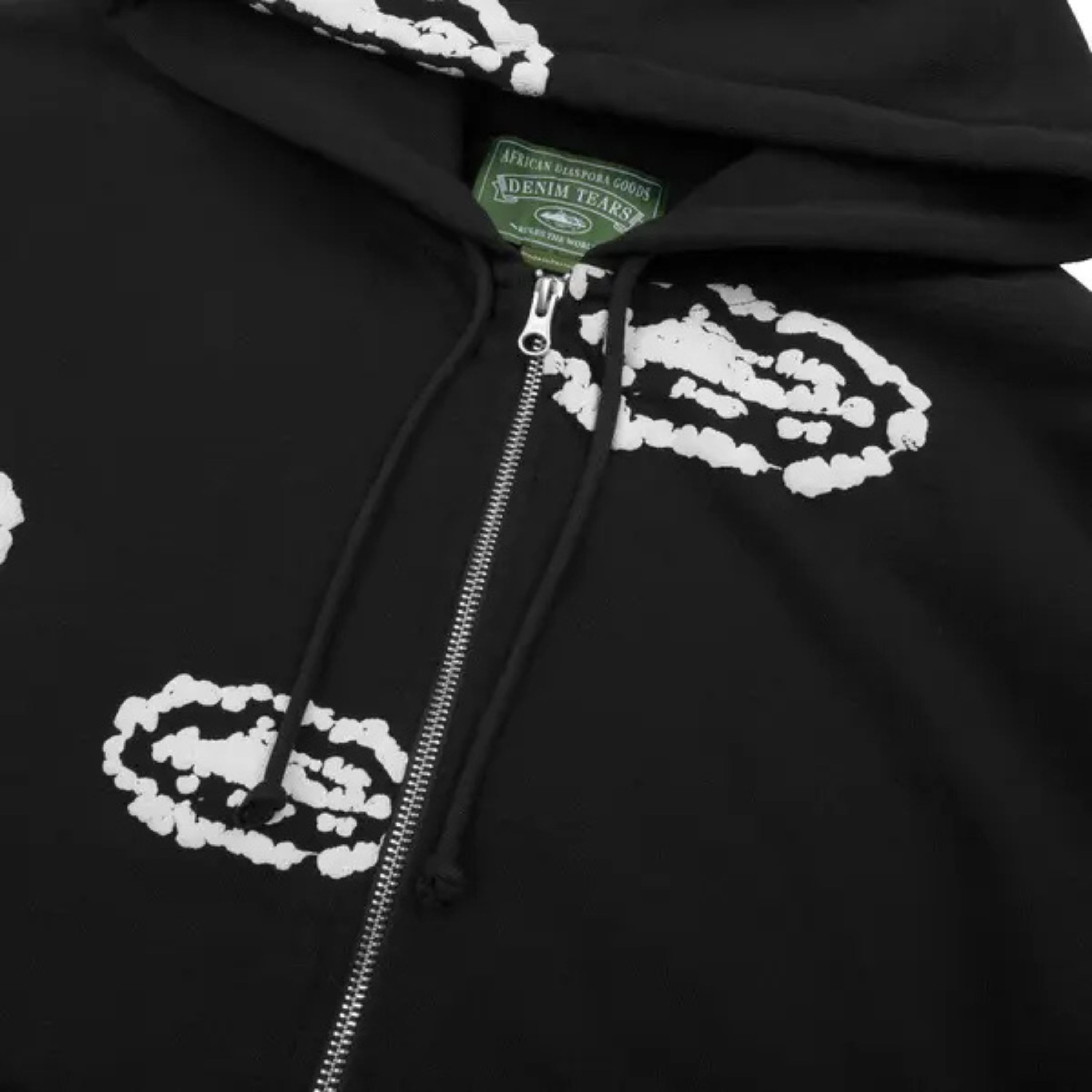Corteiz x Denim Tears Island Puff Print Zip Hoodie Black