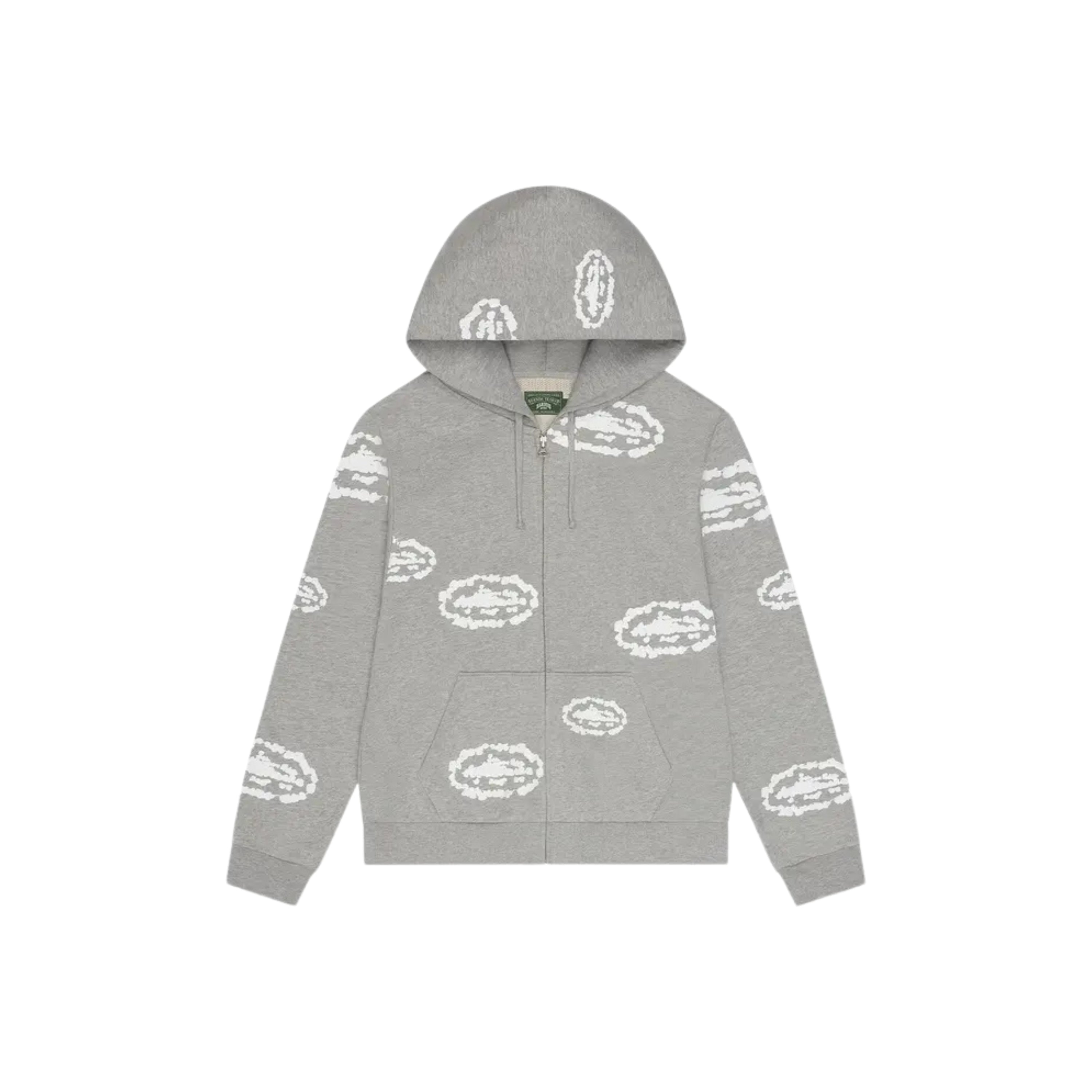 Corteiz x Denim Tears Island Puff Print Zip Hoodie Grey