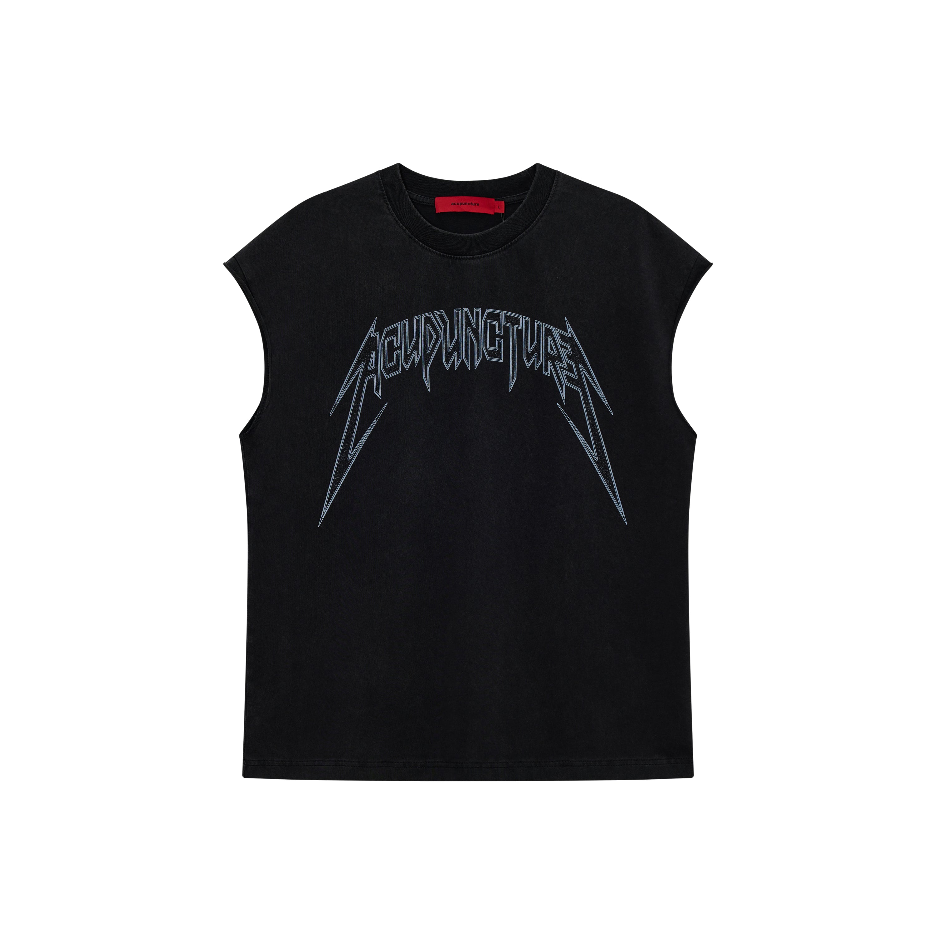 Acupuncture Studded Metal Sleeveless Tee Black