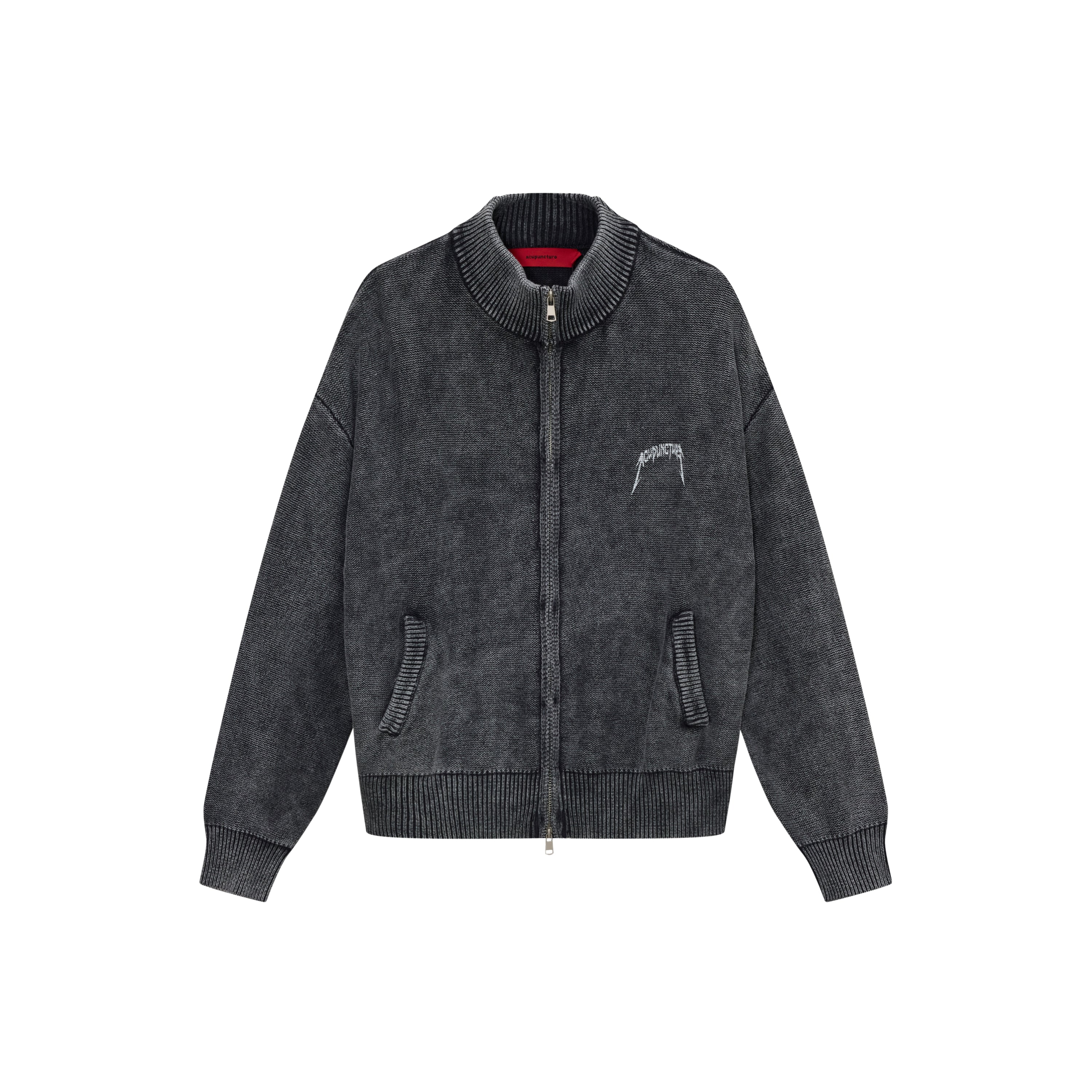 Acupuncture Metal Full Zip Cardigan Washed Grey