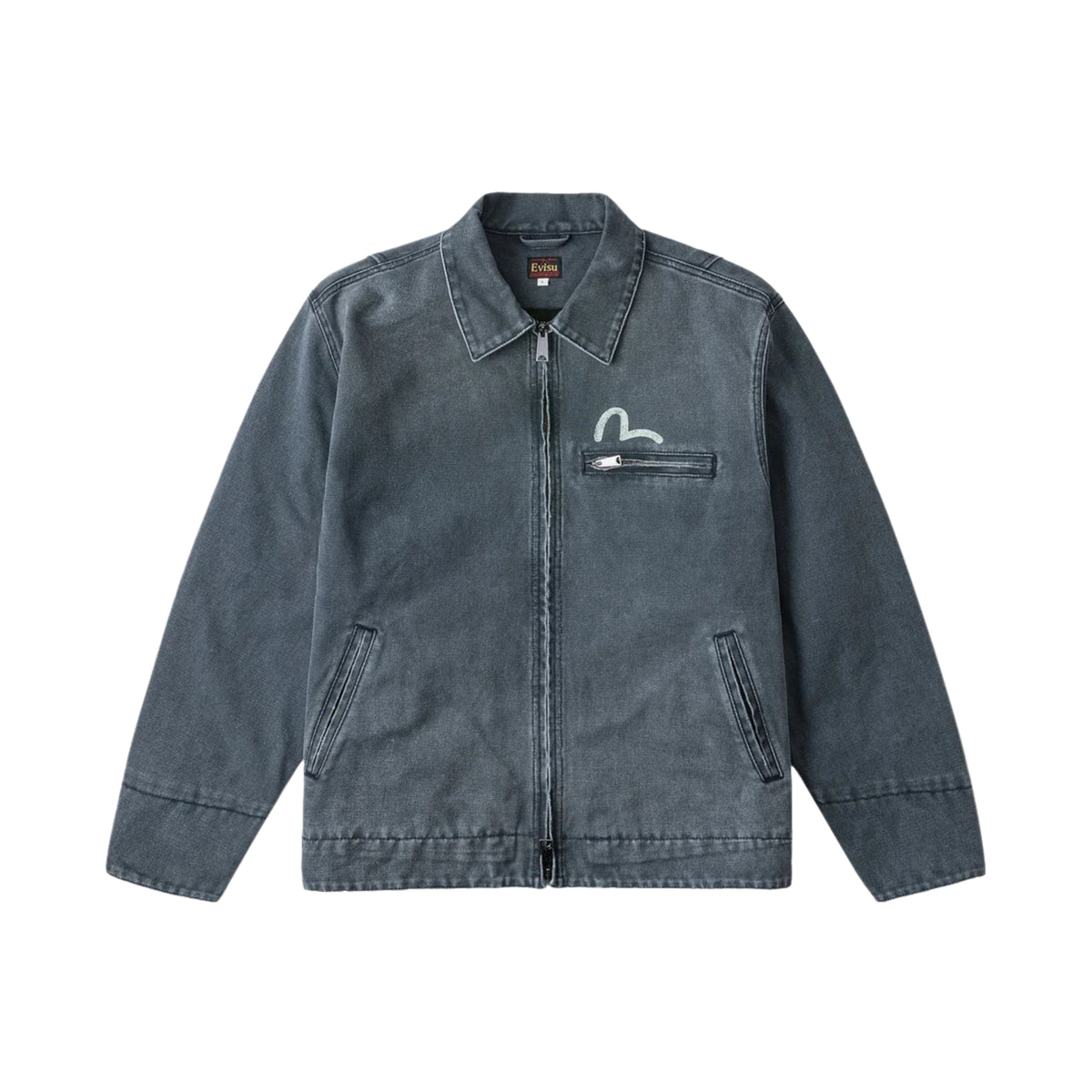 Evisu Distressed Work Jacket Smoke Grey