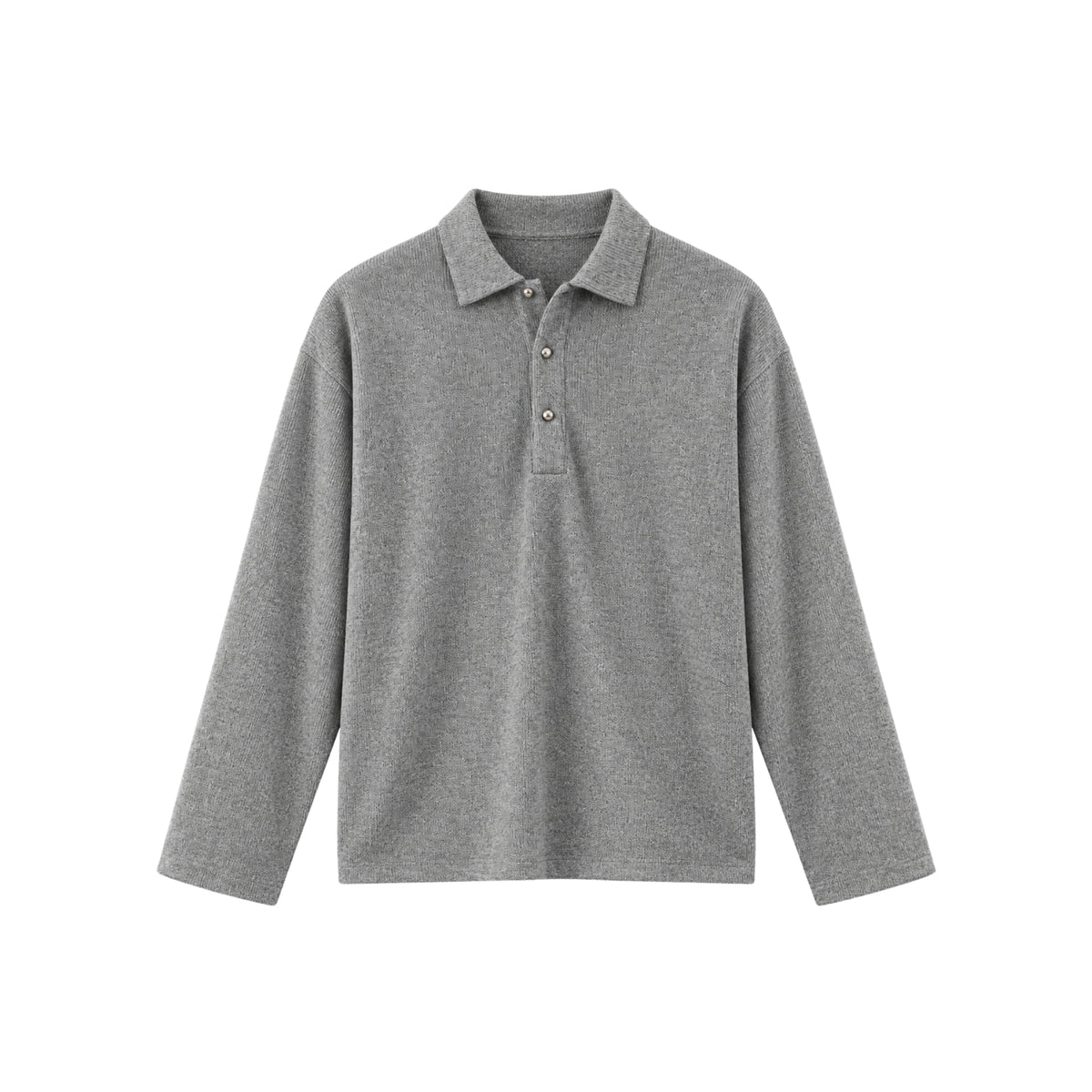 Mood-One Soft Ribbed Polo Longsleeve Grey