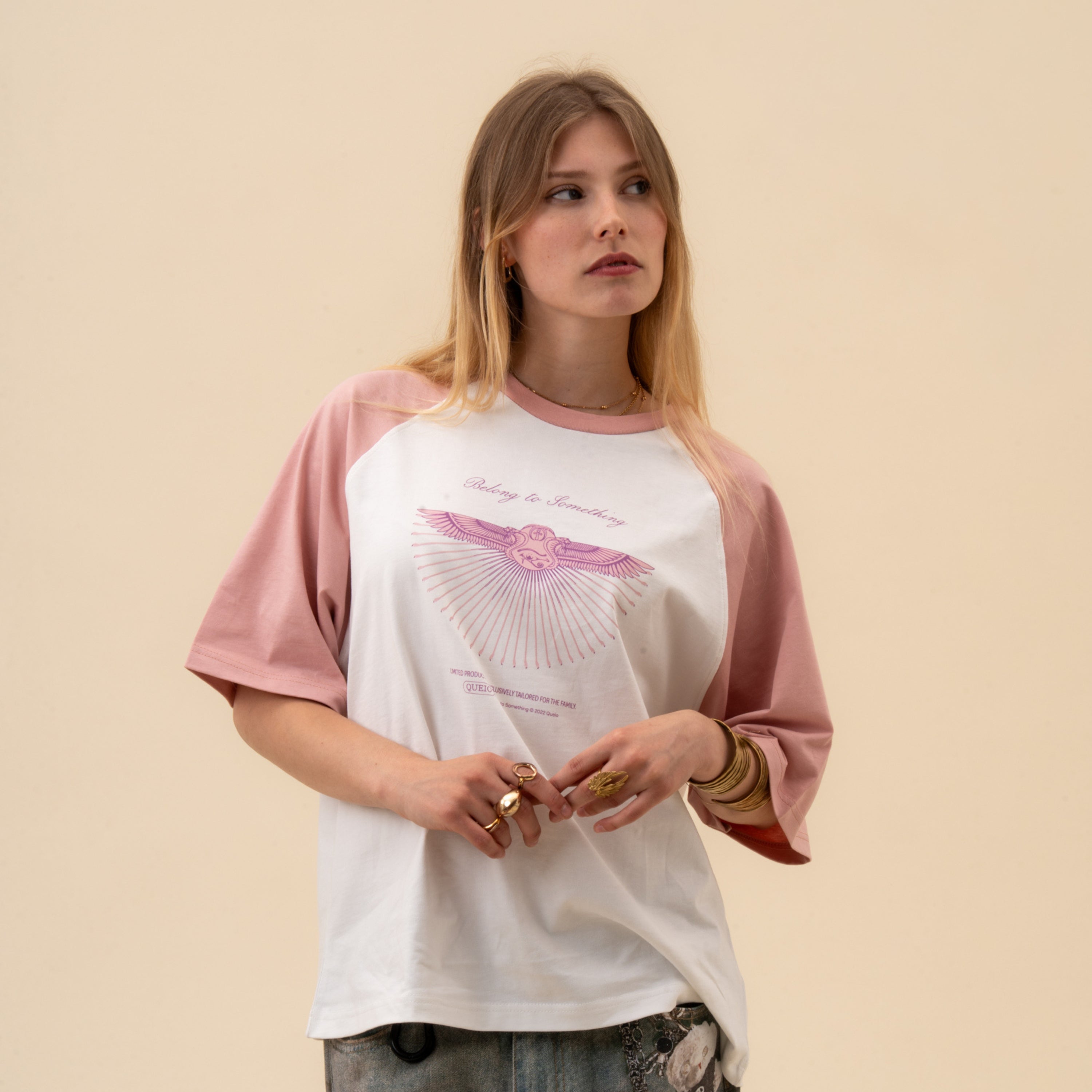 Queio Cleopatra Raglan Boxy Tee Old Pink