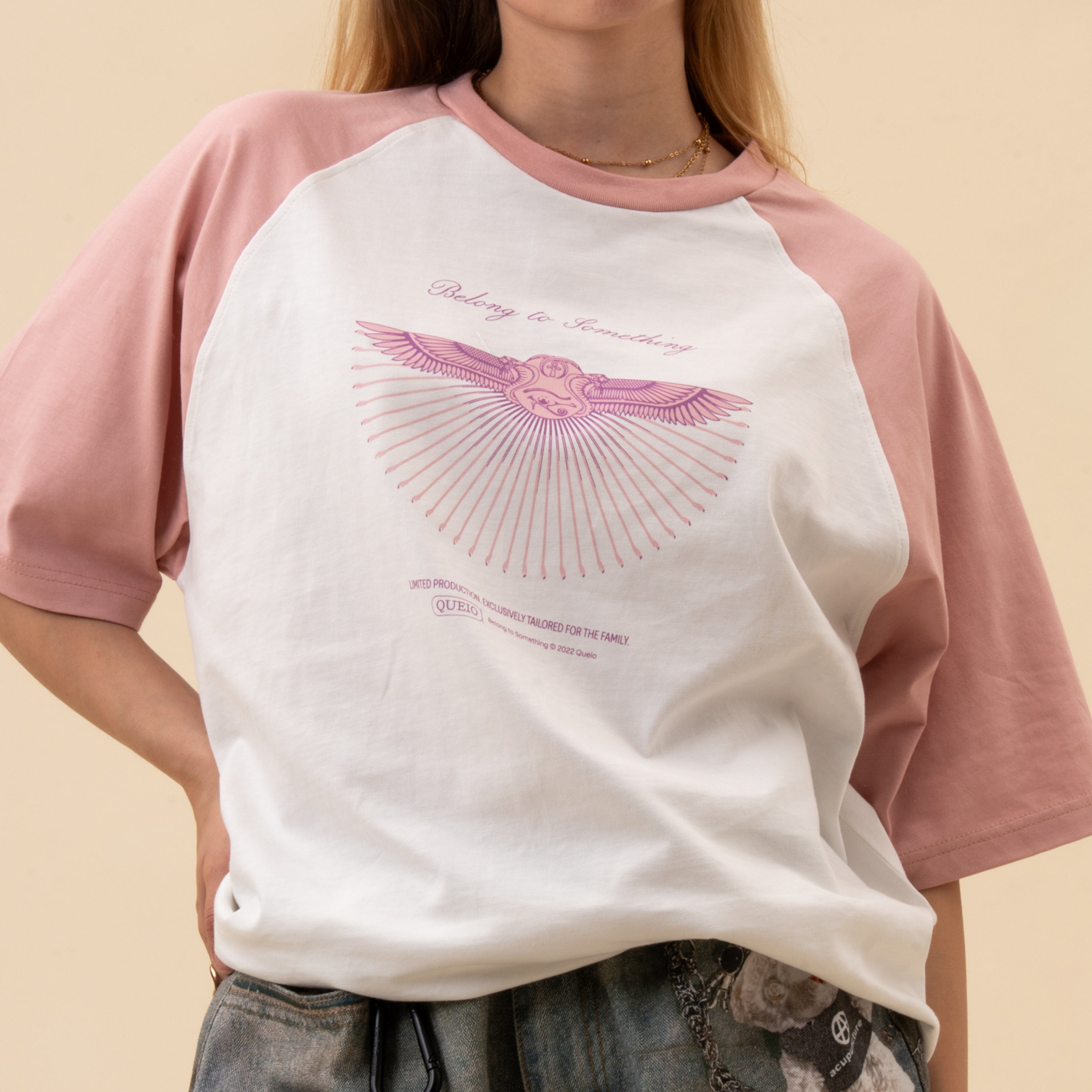 Queio Cleopatra Raglan Boxy Tee Old Pink