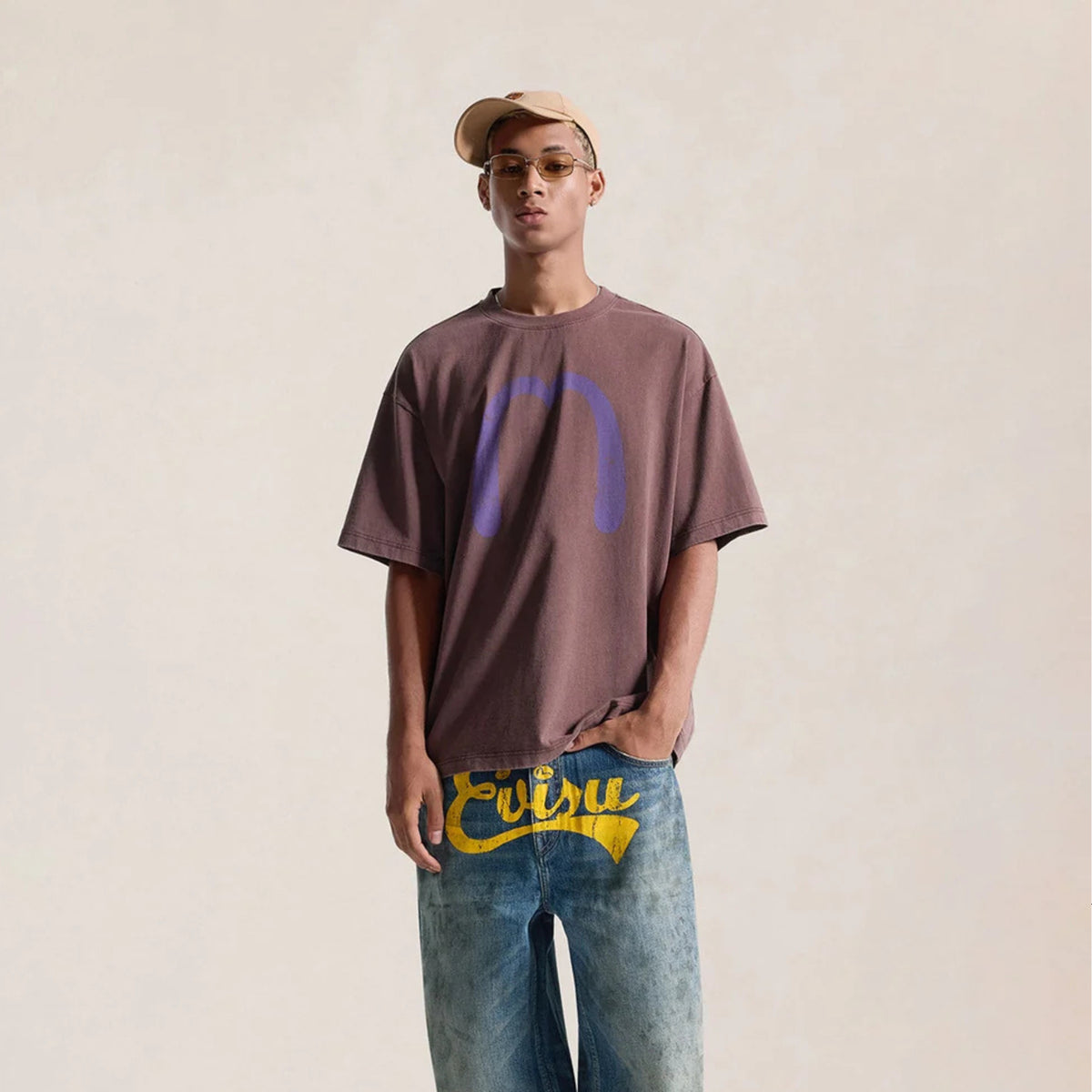 Evisu Vintage Lighter Tee Brown