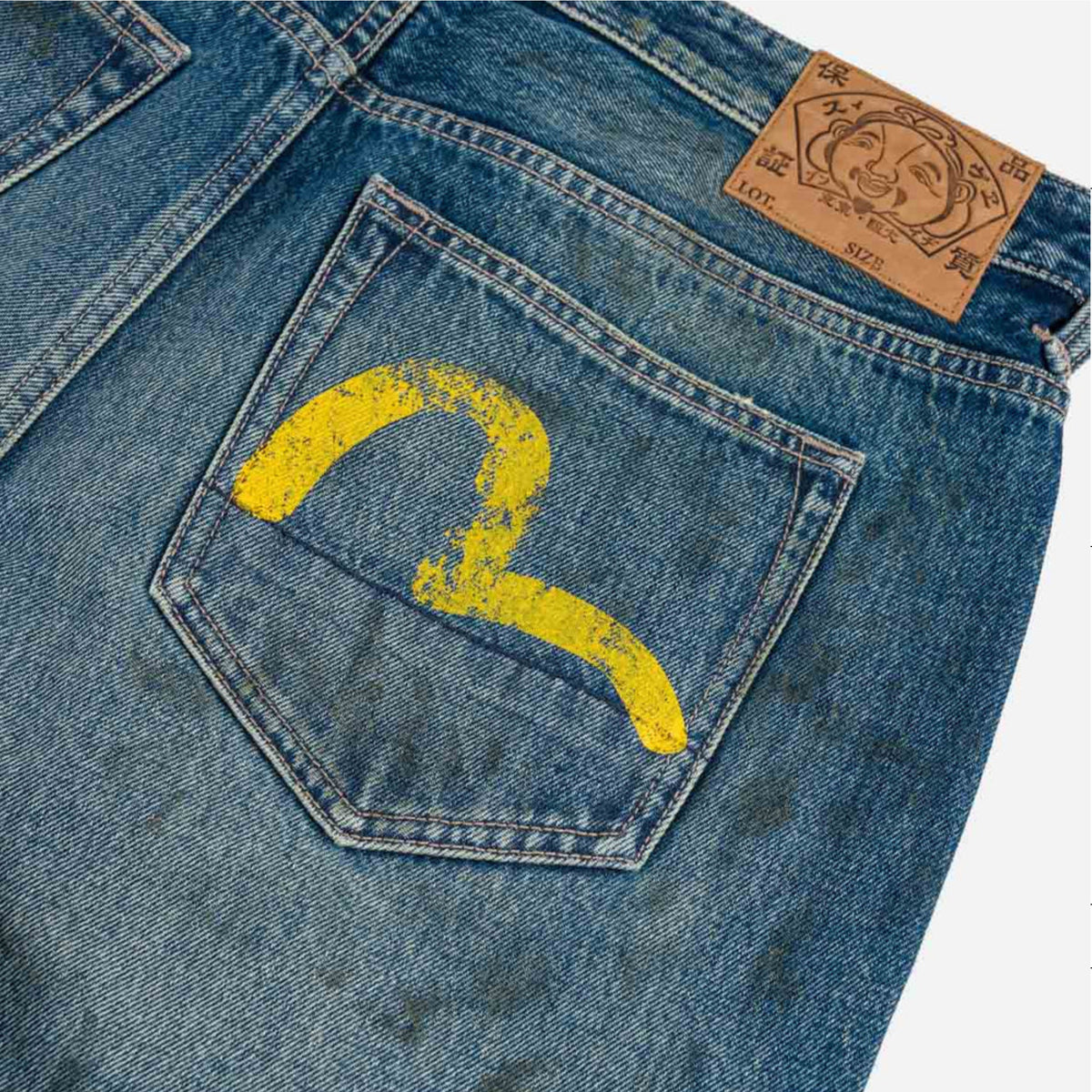 Evisu Vintage Oil Stain Denim Yellow