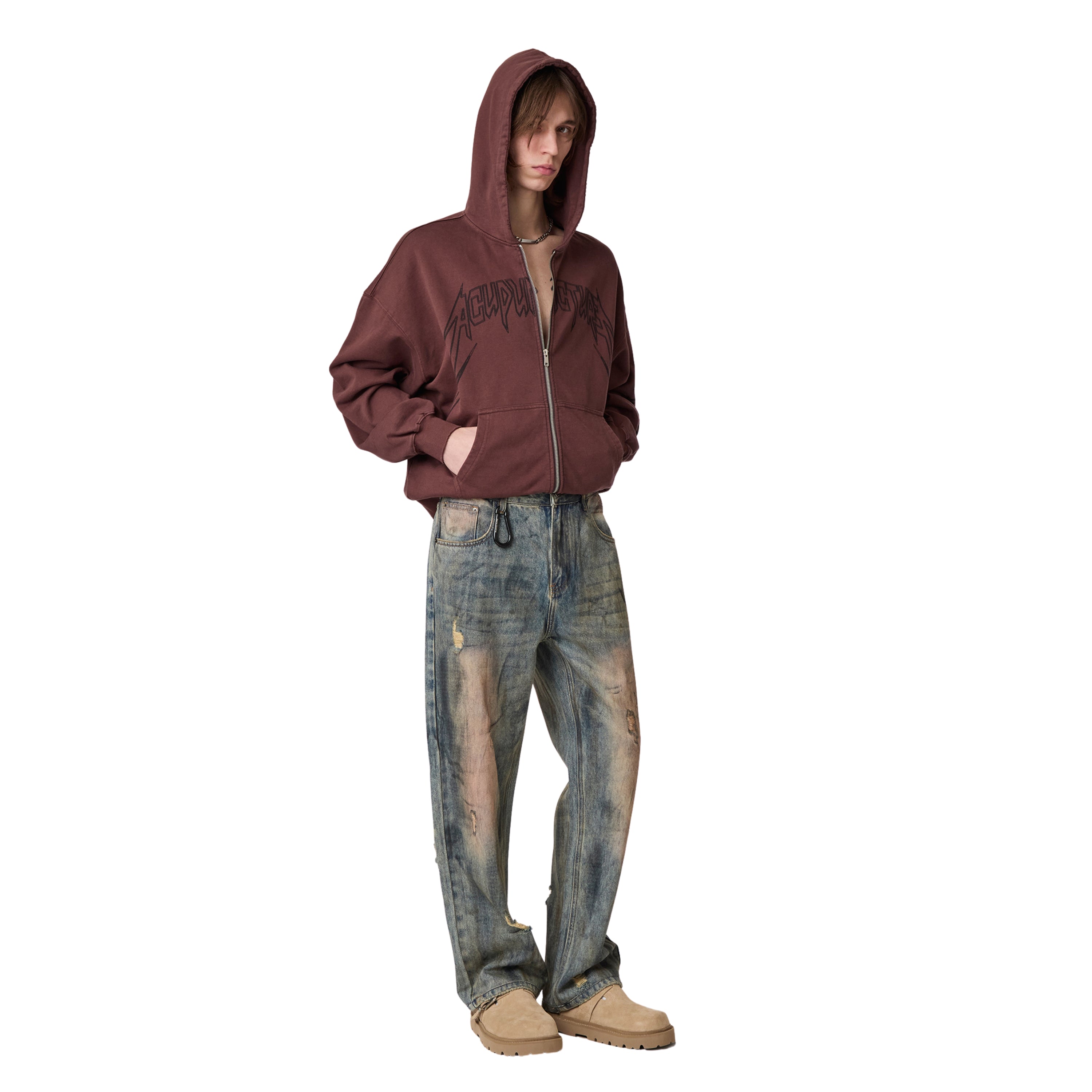 Acupuncture Punker Zip Hoodie Ranch Brown